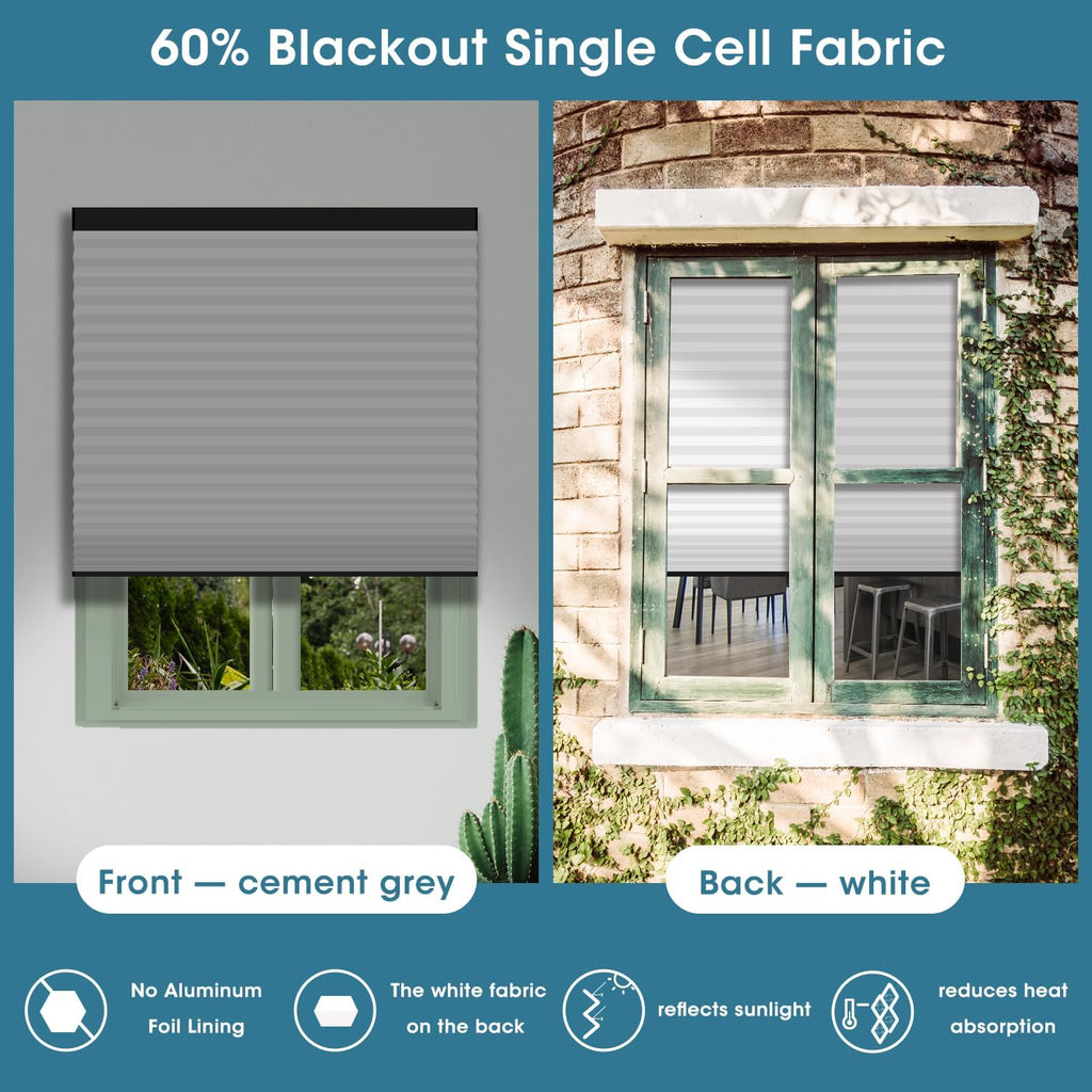SmartWings Motorized Cellular Shades with Remote, Customized Electric Cordles Honeycomb Blinds Compatible with Alexa/Homekit/Google for Windows, 100% Blackout Double Cell Cement Grey