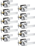 KNOBWELL 10 Pack Polished Chrome Door Handles Interior Modern Square Door Knob for Closet Hallway Pantry