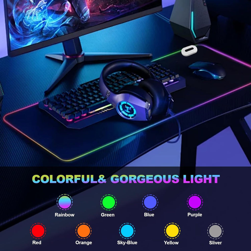 Heated Desk Pad Mouse Pad - Warm Desk Pad - 6-Level Temperature Adjustment, Smart Temperature Control & 8-Hour Timer Auto Shut-Off, LED Gaming Mouse P