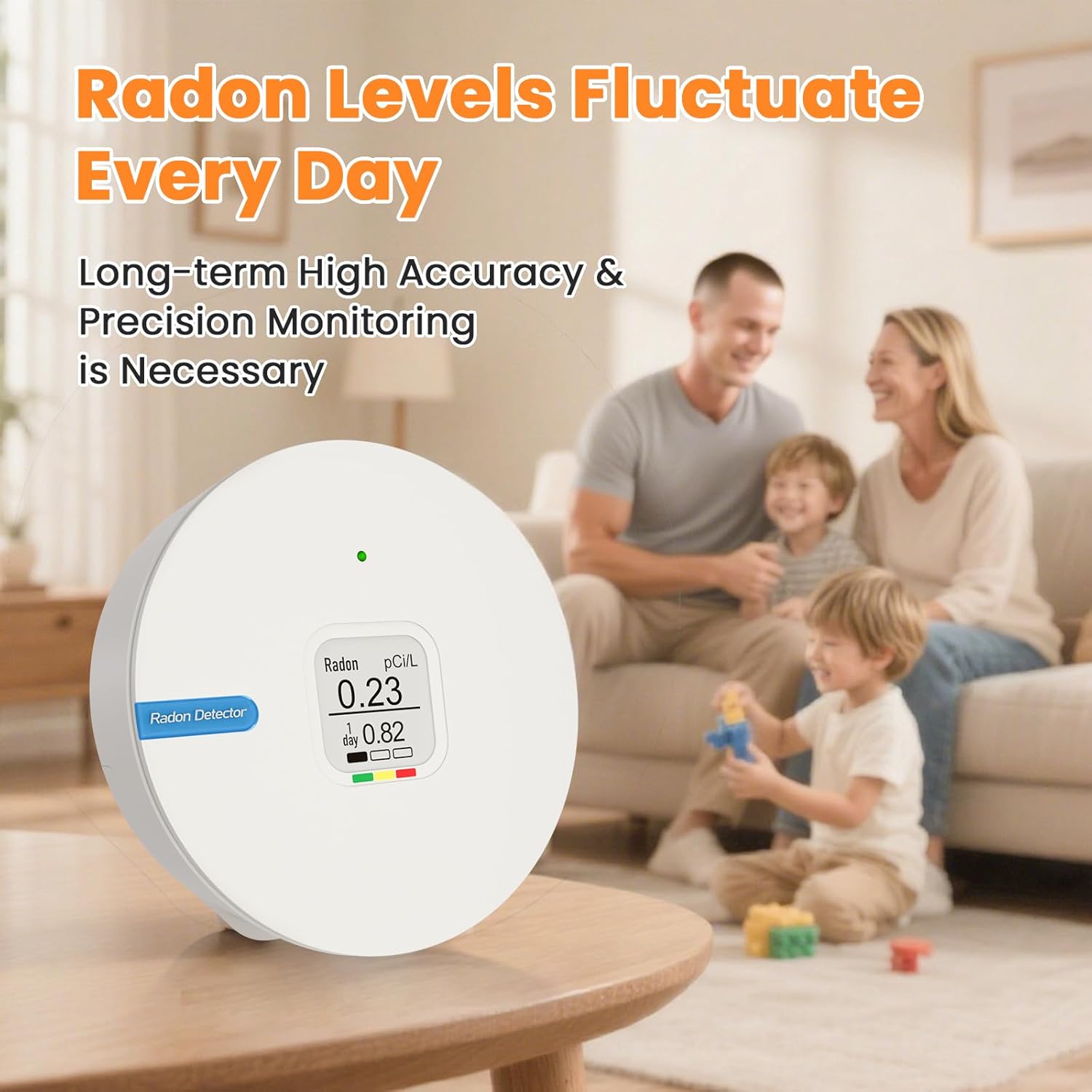 Radon Detector for Home, Portable Radon Tester, Lightweight, Easy to Use, Radon Tester with E-Ink Display, No Lab Fees, 3 AAA Batteries Powered, Bq/m3 and PCi/L Optional, White