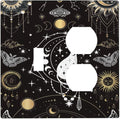 White Cat Tarot Moon Phases Moth Celestial Gothic Wallplates 1 Toggle 1 Duplex Switch Plate Electrical GFCI Faceplate Decorative Light Switch Covers for Kids Room Bedroom Decor
