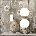 Wallplates Vintage Rustic Floral White Daisy Flower Oil Painting Style 1 Toggle 1 Duplex Switch Plate Electrical GFCI Faceplate Decorative Light Switch Covers for Home Farmhouse Decor