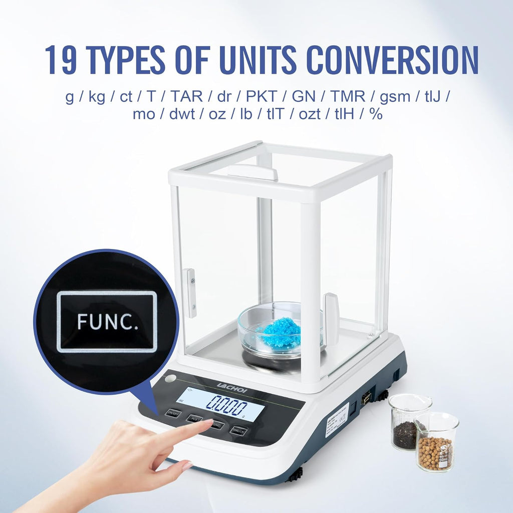 Lab Analytical Balance 500g×0.001g Accuracy Digital Lab Scale Laboratory Analytical Balance with Windshield Jewelry Scale RS232 Interface (0.001g*500g)