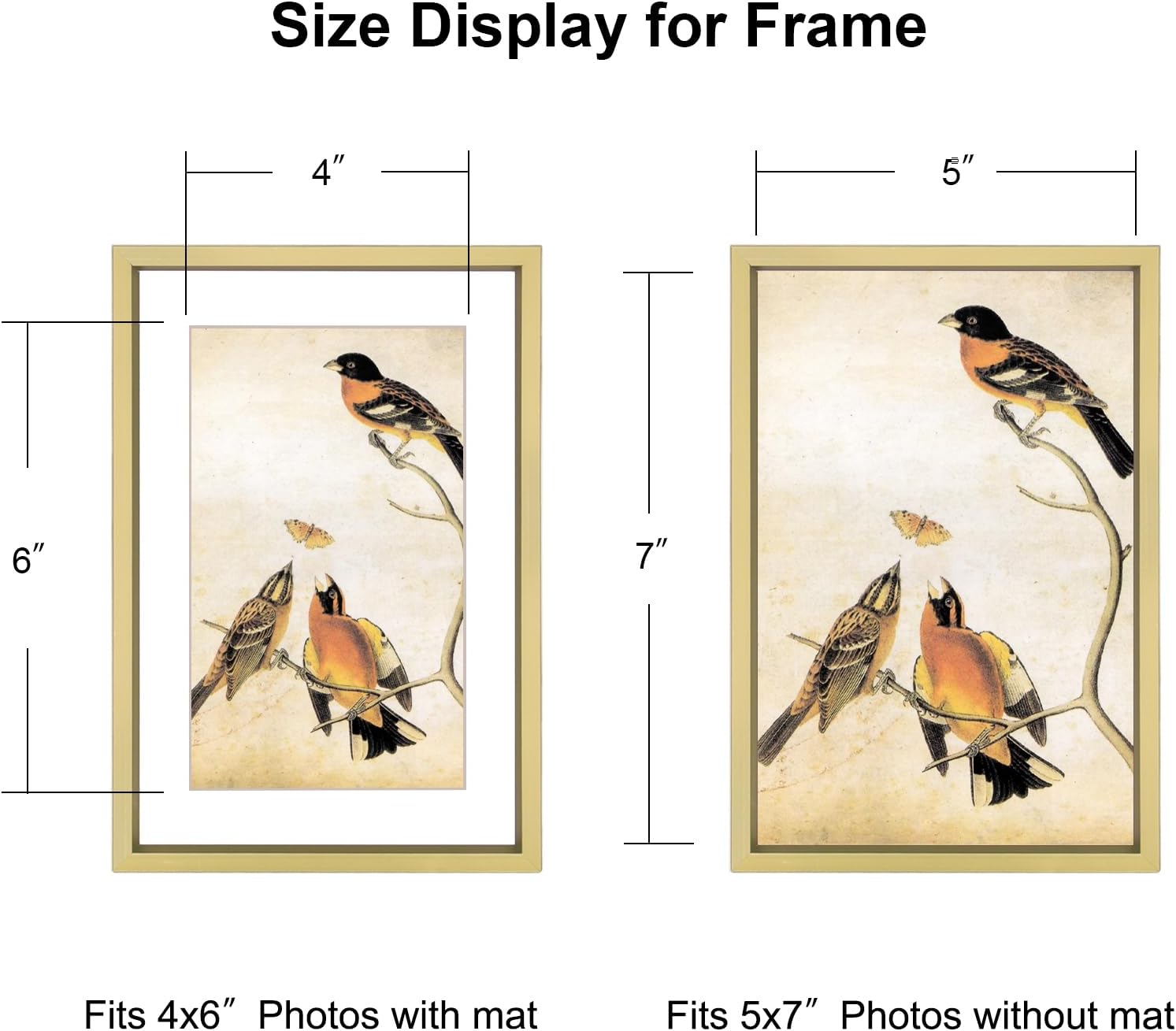 5x7 Picture Frame Set of 3, Brass Metal Photo Frames with HD Glass, Fits 4x6 with Mat or 5x7 without Mat, Wall Hanging and Table Display