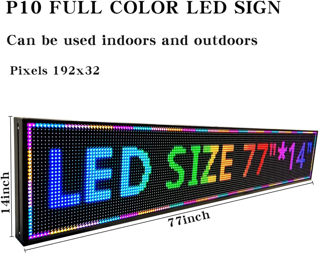 Programmable Led Sign Screen Outdoor Digital Pantalla Para Publicidad Custom Word Scrolling Usb Wifi Enabled Control Display Message Board Lights for Mobile Phone and Windows (77"x14")