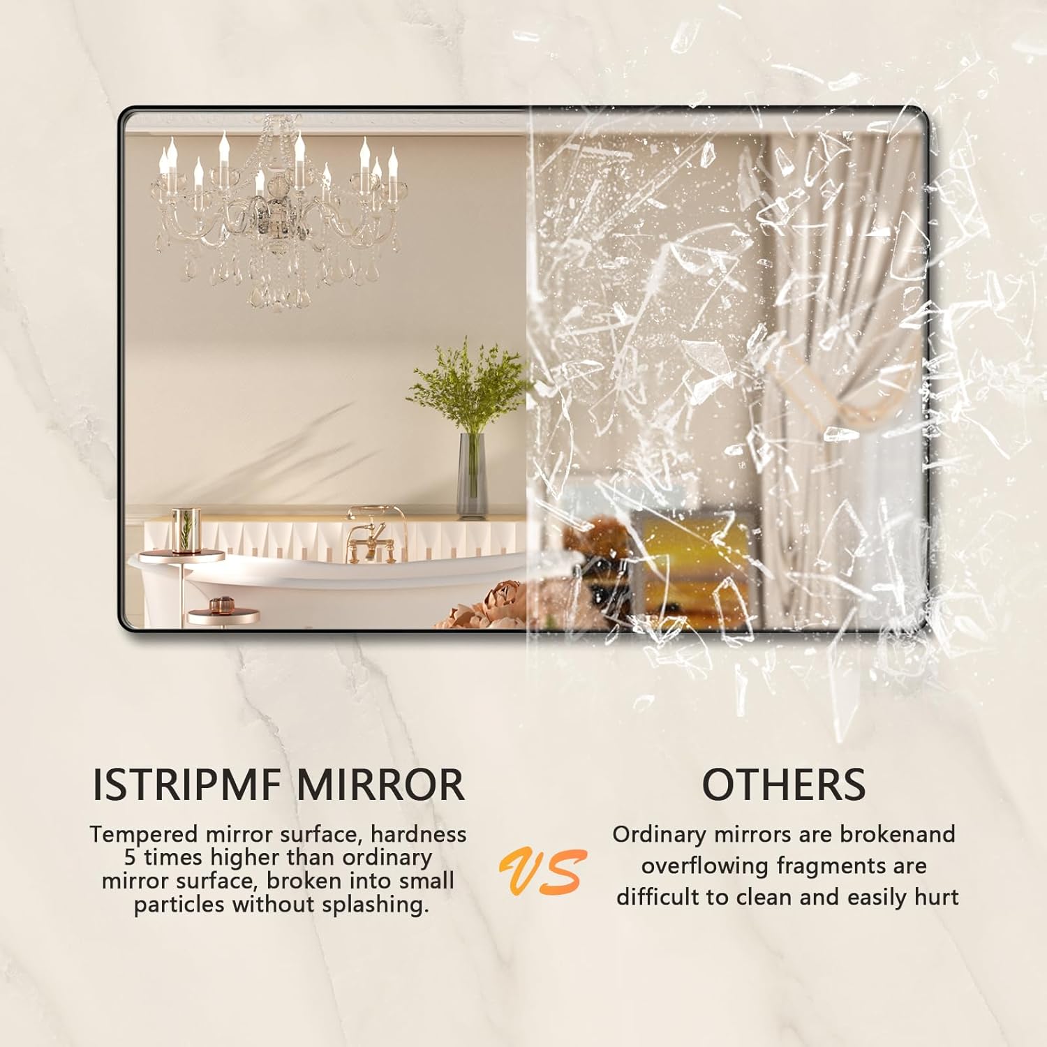 Black Mirror for Bathroom 40x32 Inch,Black Metal Frame Vanity Mirror for Wall,Rounded Corner Rectangle Matte Black Mirror,Tempered Glass,Anti-Rust (Horizontal/Vertical)