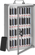 36-Slot Cell Phone Locker with Lock & Key, Heavy Duty Aluminum & Acrylic Cell Phone Storage for Classroom, Office, Retail – Wall Mount Secure Cell Phone Holder, Lock Box, Phone Jail (Silver)