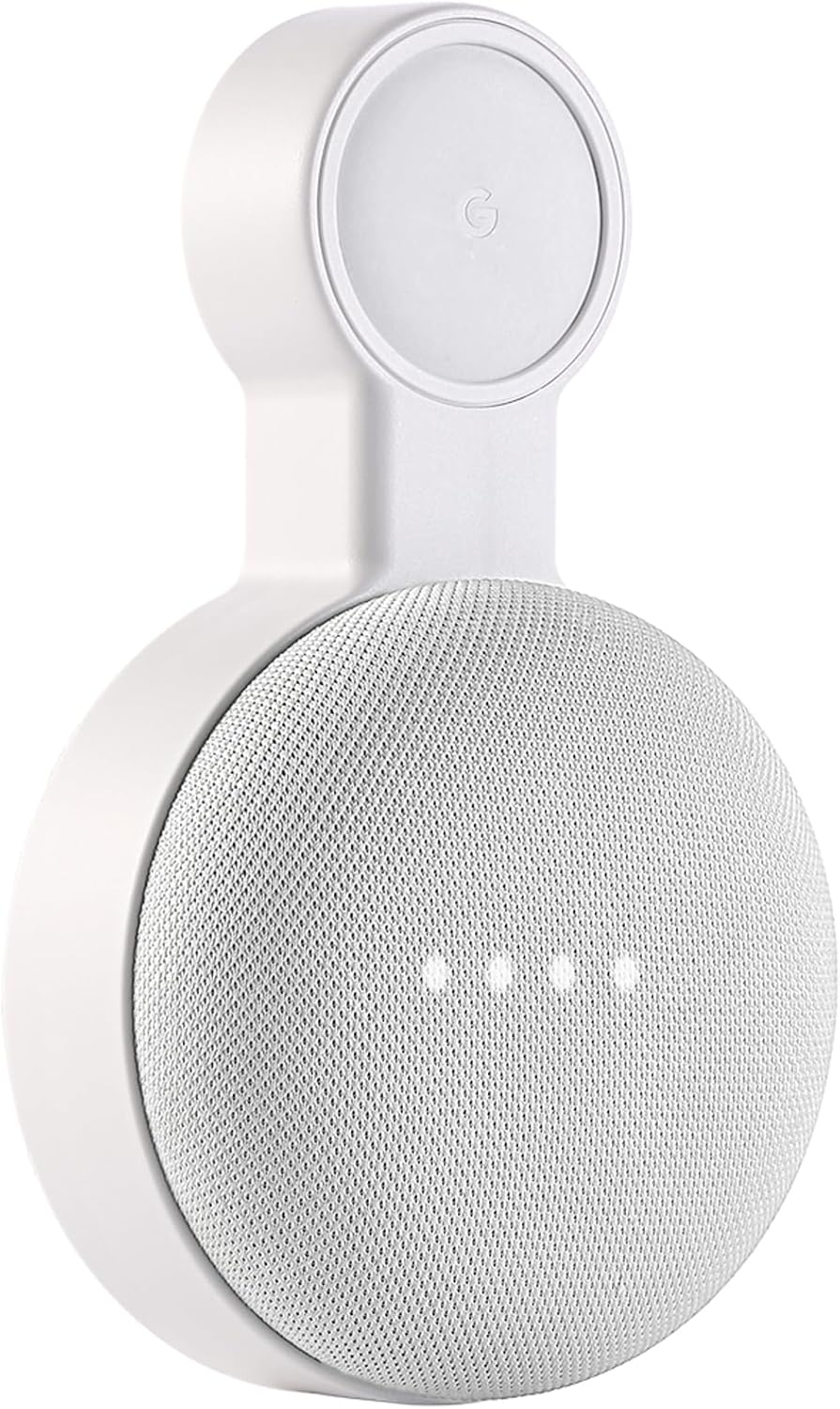 PEF Outlet Wall Mount Holder for Google Nest Mini and Google Home Mini, A Space-Saving Accessories with Cord Management for Google Mini Smart Speaker, No Messy Wires or Screws (1 Pack)