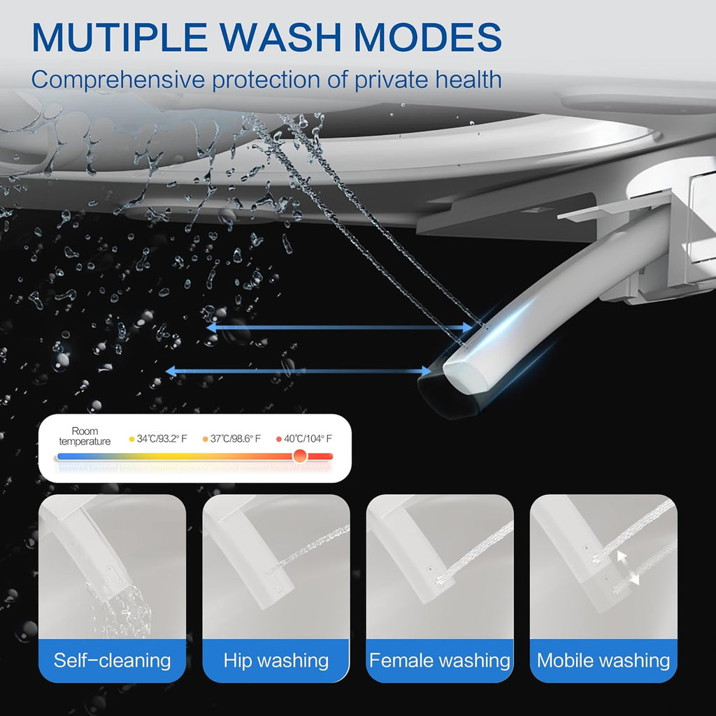 Smart Toilet with Bidet Built-In and Tank – Foam Shield, Heated Seat, Dual Flush, Warm Water & Dryer, Mutiple Clean Modes, Foot Sensor, Night Light, and Wireless Remote Control