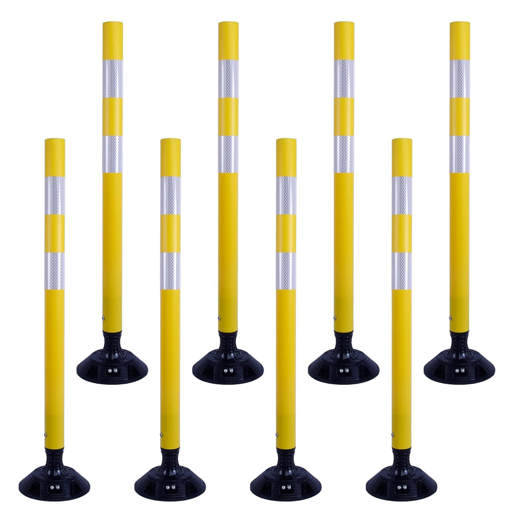 36 Inch Heavy Duty Traffic Cones 8-Pack with Spring Base - OrangeStar Reflective Safety Cones for Construction Zones, Highways, Parking Lots - Yellow Road Delineators