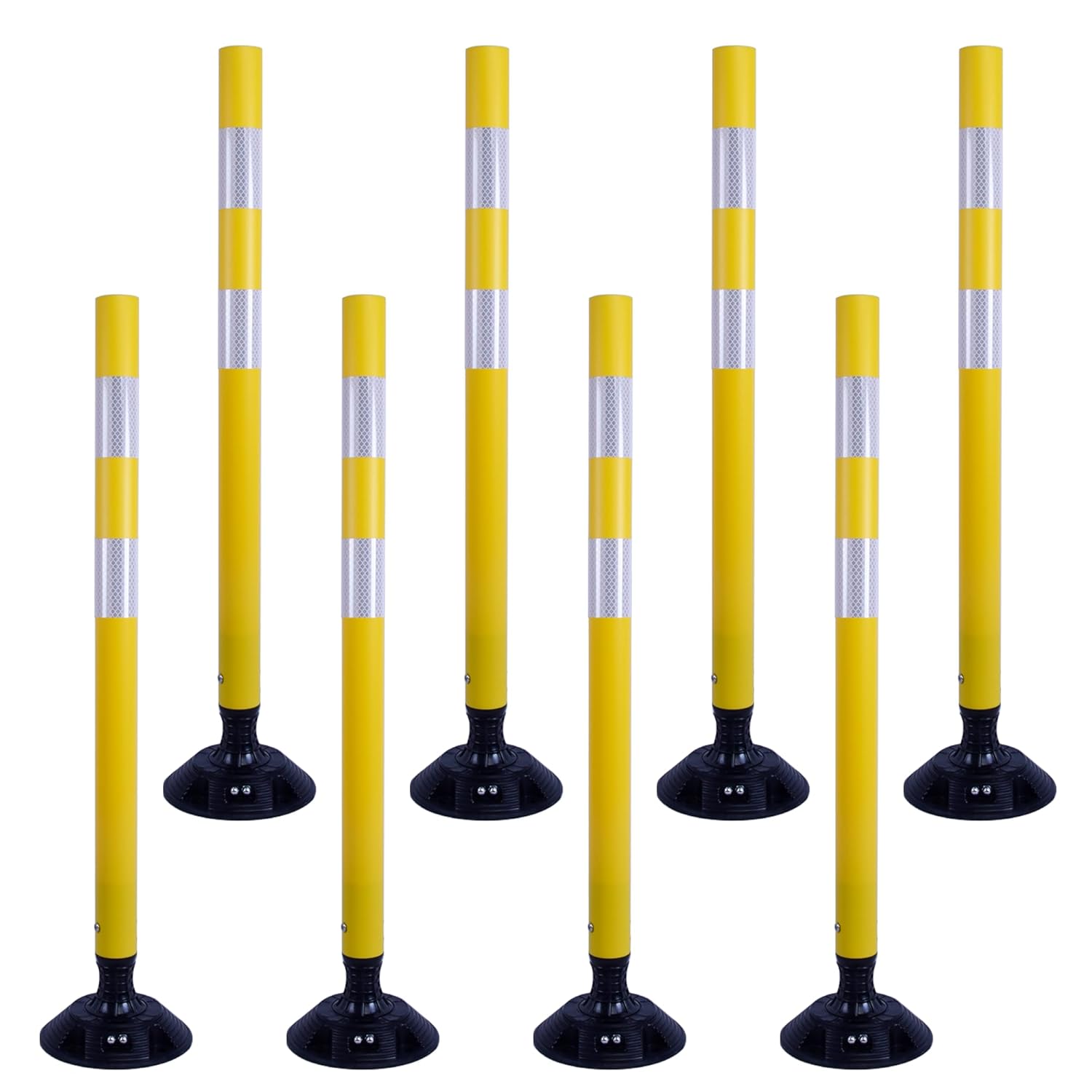 36 Inch Heavy Duty Traffic Cones 8-Pack with Spring Base - OrangeStar Reflective Safety Cones for Construction Zones, Highways, Parking Lots - Yellow Road Delineators