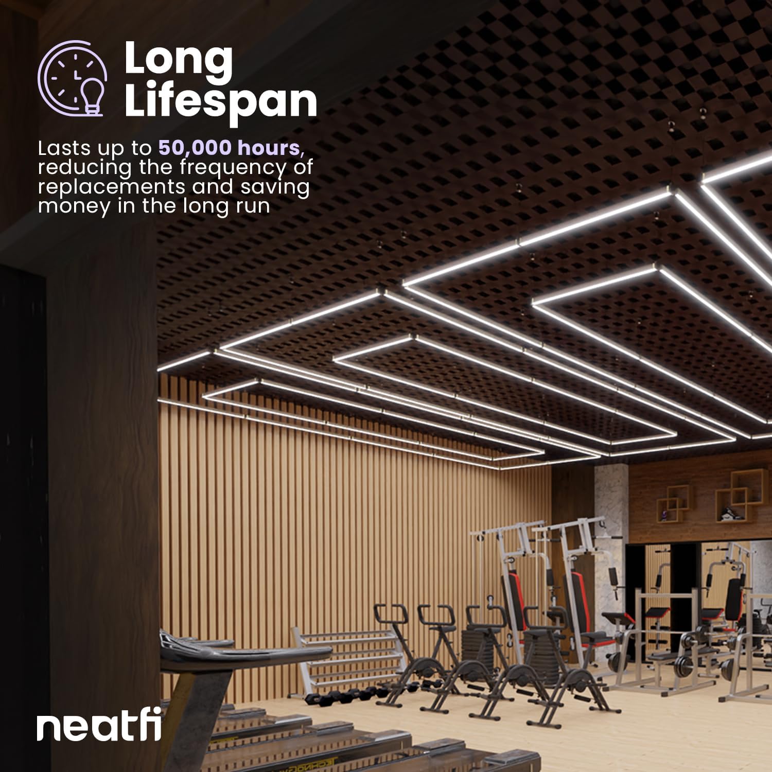 Neatfi LED Bright Garage Light, 35,200 Lumens, Ceiling Lighting for Auto Shops, Car Detailing, Gym, Basement, Warehouse, Barber and Beauty Salons (Cool White, 2 Rectangles with Hanging Kit)