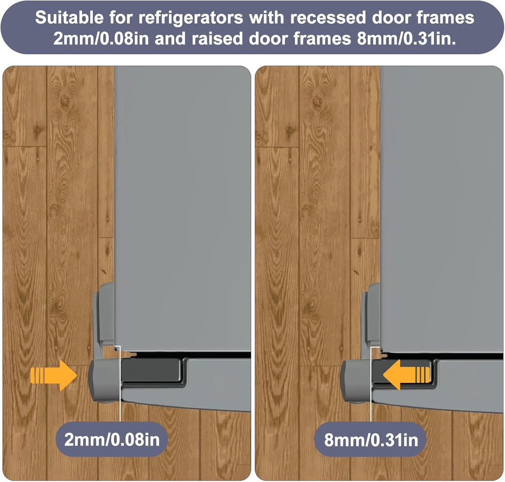 Fridge Lock for Kids, Childproof Refrigerator Door Lock, Fridge Latch with 3M Adhesive, Freezer Locks Automatically Closed, No Drill No Screw, More Security for Kids/Pets (2 Pack, Gary)