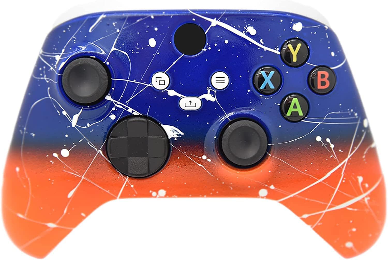 Hand Airbrushed Fade Custom Controller Compatible with Xbox Series X/S & Xbox One (Series X/S Blue & Orange White Drip)