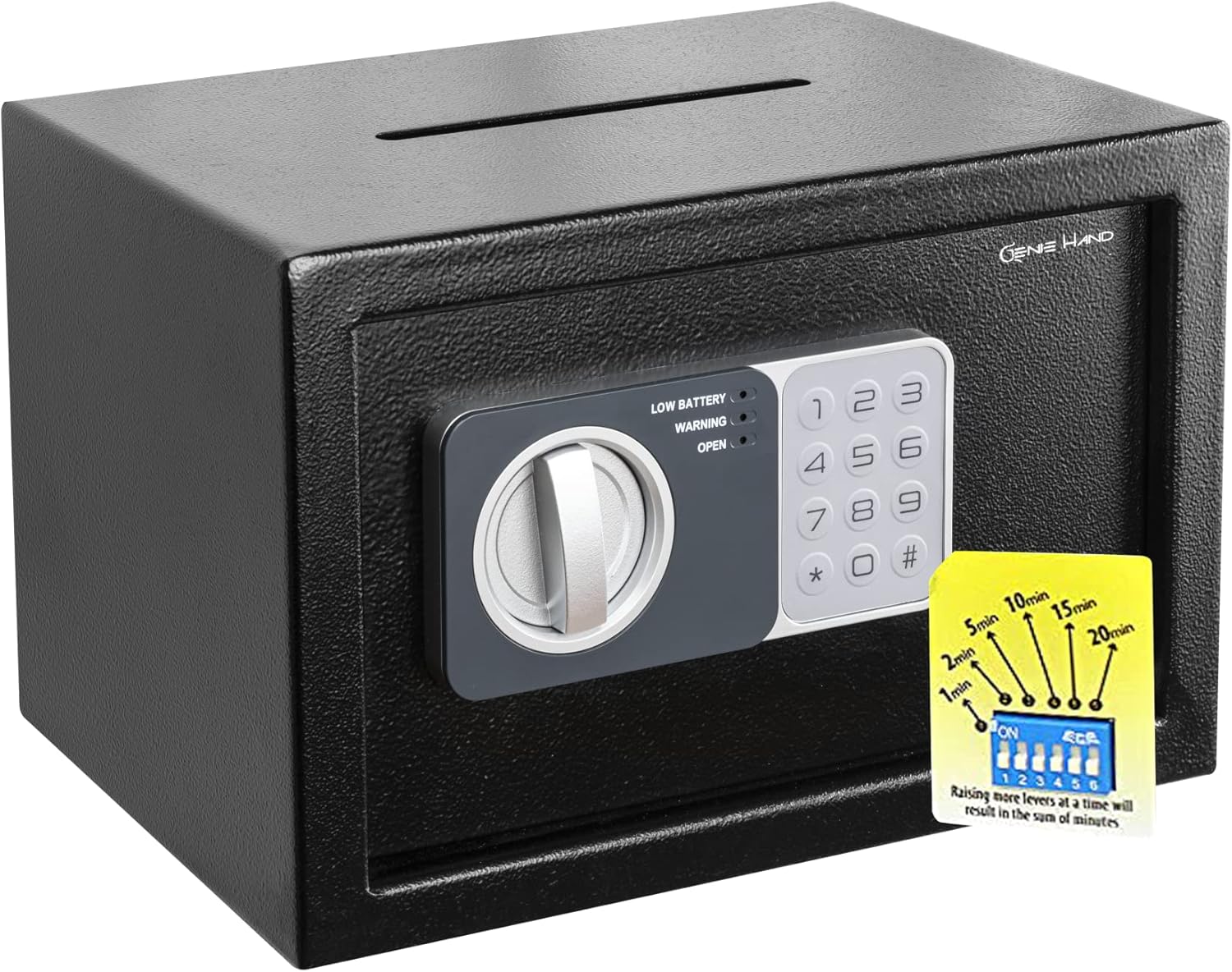 Genie Hand – Time Delay Safe, Anti Robbery Safe Box, Timed Controlled Opening – B-Class Lock – Anti Bounce Technology (Medium – Depository)