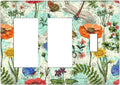 Dragonflies Flowers Butterfly 3 Gang Rocker Rocker Toggle Outlet Light Switch Cover Decorative Wall Plate Cover For Home Living Bedroom Kitchen Decorative