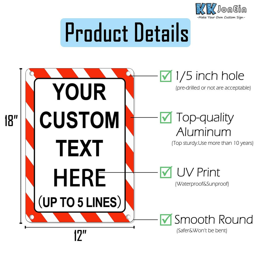 Custom Sign Outdoor Metal Vertical, Personalized Metal Sign for Parking, Gate, Delivery, Garage, Weatherproof Customized Signs for Outside, Make Your Own Signs Custom(18x12 Inches, Border)