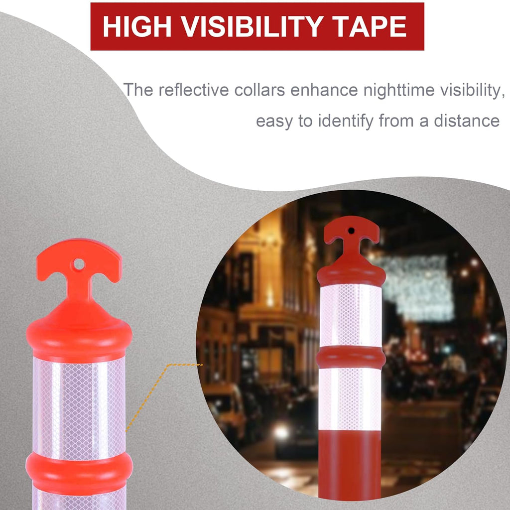 OrangeStar 3 Packs 45" Traffic Delineator Post with Base, Orange Delineator Post Cones w/Reflective Collar for Driving Practice, Construction Work, Parking Lot