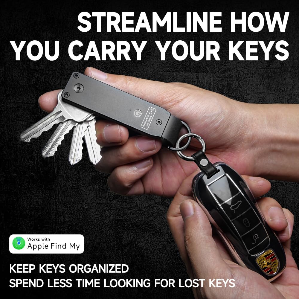 Key Organizer Men's Keychains with Smart Tracker, Key Finder, Compact Key Holder -Minimalist Key Case Metal Car Key Chain