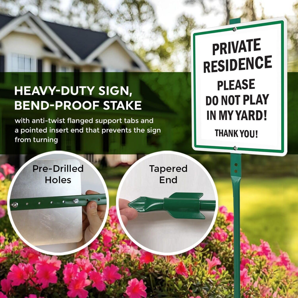SmartSign 12" x 10" Custom Yard Sign with 3 foot Stake, 40 mil Laminated Rustproof Aluminum, Personalized Metal Lawn Sign Post for Outdoor, Driveway, No Soliciting, Choose Color, Set of 1, USA-Made