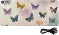 Heated Desk Pad Mouse Pad 31.5x13 Inch PU Leather Desk Mat with 3 Heat Levels Large Mouse Gaming Computer Laptop Mat Vintage Beige Butterflies