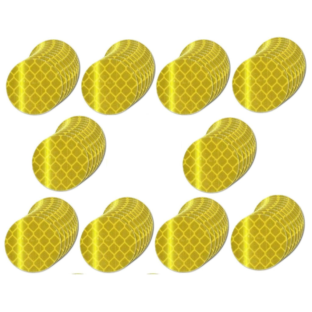 Non Fading Yellow Reflective Stickers 1-inch Diameter Round Reflector, Outdoor Waterproof High Visibility Warning Adhesive Tape (100 Pcs)