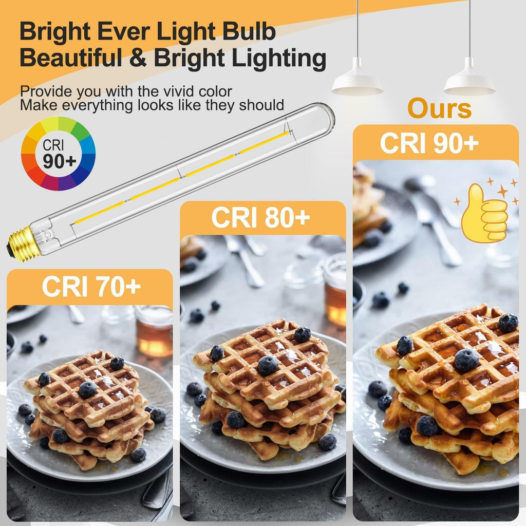 XININSUN T300 Led Bulb, 11.8 Inch Long Tubular Led Light Bulbs, 100Watt Equivalent, 1000lm, Dimmable, Clear Glass, E26 10W T10 LED Edison Tube Lamp Bulb,4 Pack. (6W=60W 4000K)
