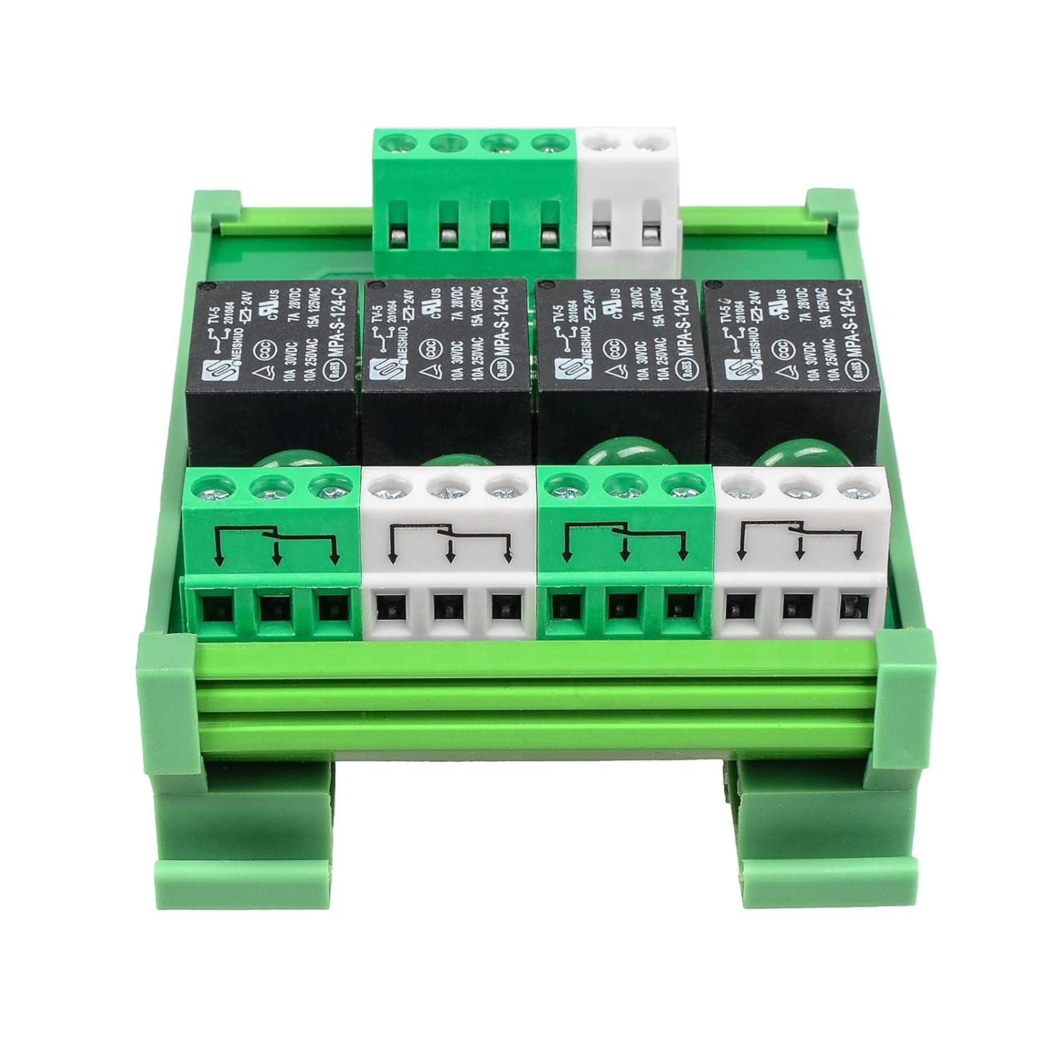Relay Board, Relay Module 4 Channel 1 SPDT DIN Rail Mount 24V DC/AC, Interface Board(FY-T734C-D24)