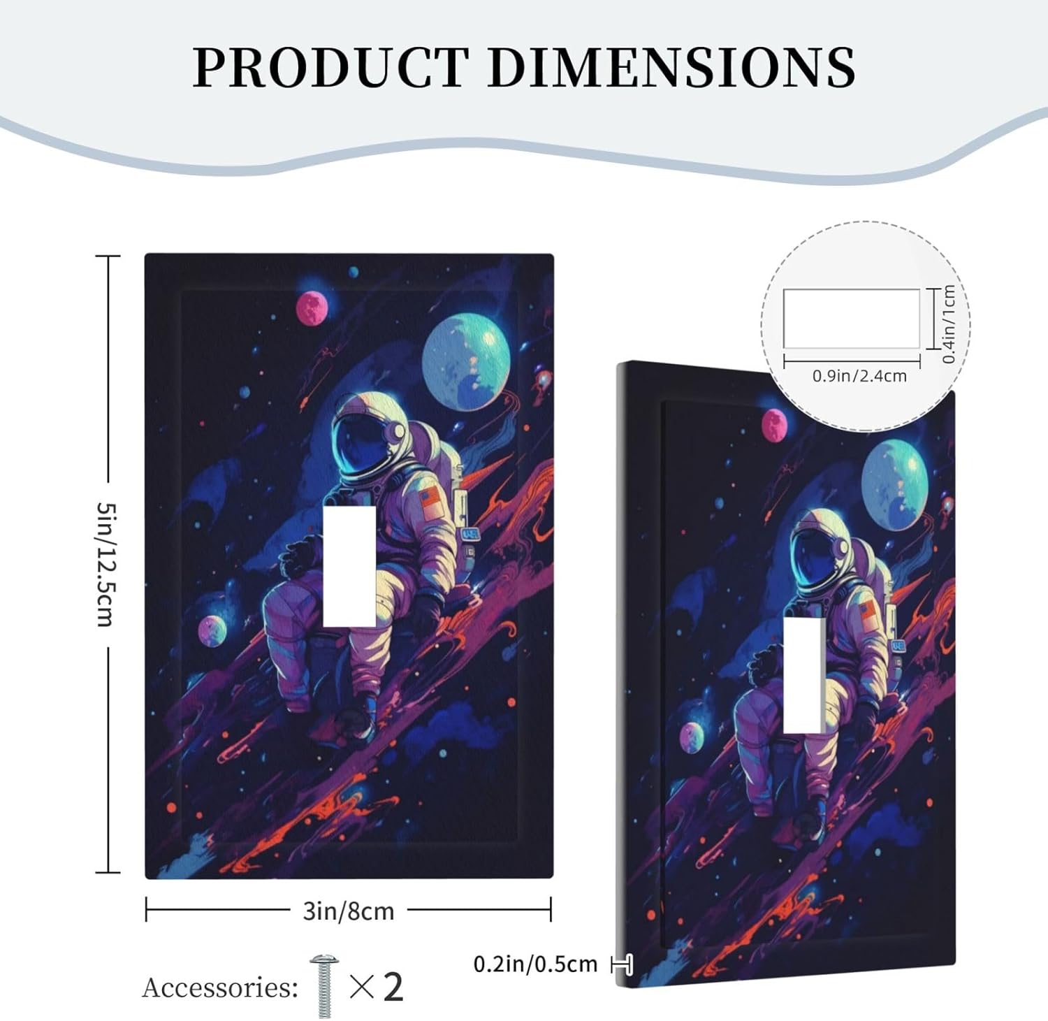 Decorative Light Switch Cover Purple Space Astronaut Planet 1 Gang Wall Plate Oversized Single Toggle Wall Cover Jumbo Electrical Switchplate Face Plate for Bedroom Home Decor
