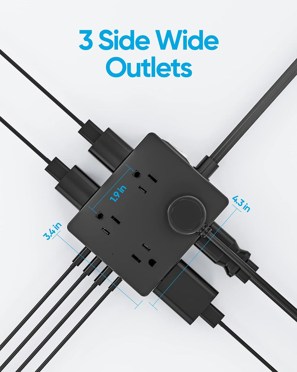 Surge Protector Power Strip, Olcorife Ultra Thin Flat Plug Extension Cord 5ft, 8 Outlets 4 USB Ports(1 USB C), Flat Wall Plug Outlet Extender, College Dorm Room Essentials, Black