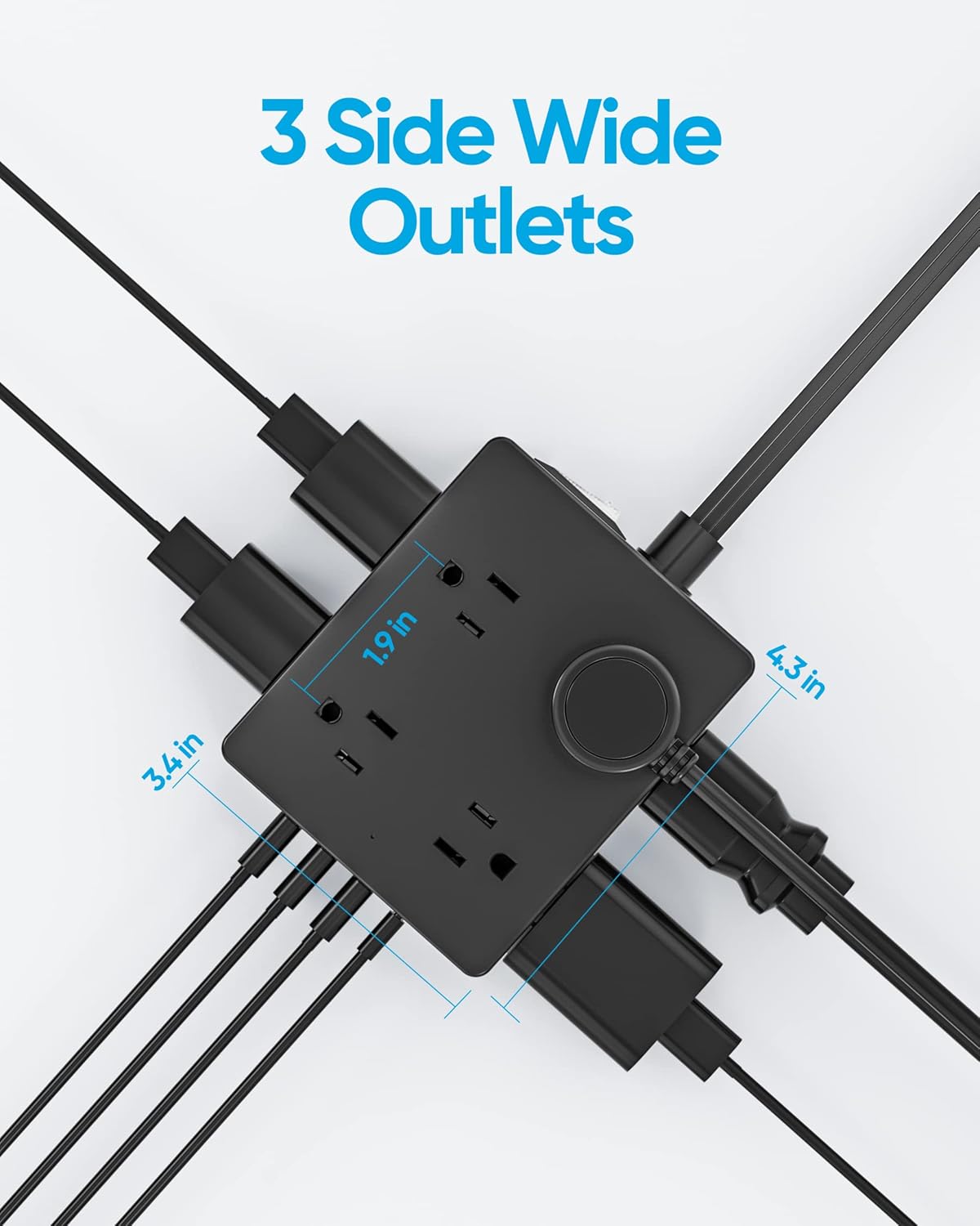 Surge Protector Power Strip, Olcorife Ultra Thin Flat Plug Extension Cord 5ft, 8 Outlets 4 USB Ports(1 USB C), Flat Wall Plug Outlet Extender, College Dorm Room Essentials, Black