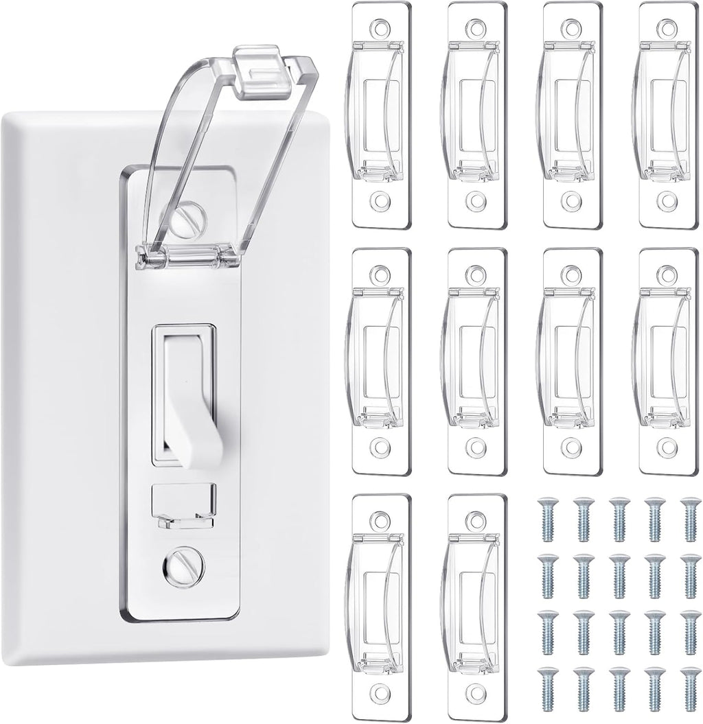 10 Pcs Light Switch Guard Cover Baby Child Proof Wall Light Switch Cover Guard for Rocker Protects Your Lights or Circuits from Being Accidentally Turned on or off by Children and Adults
