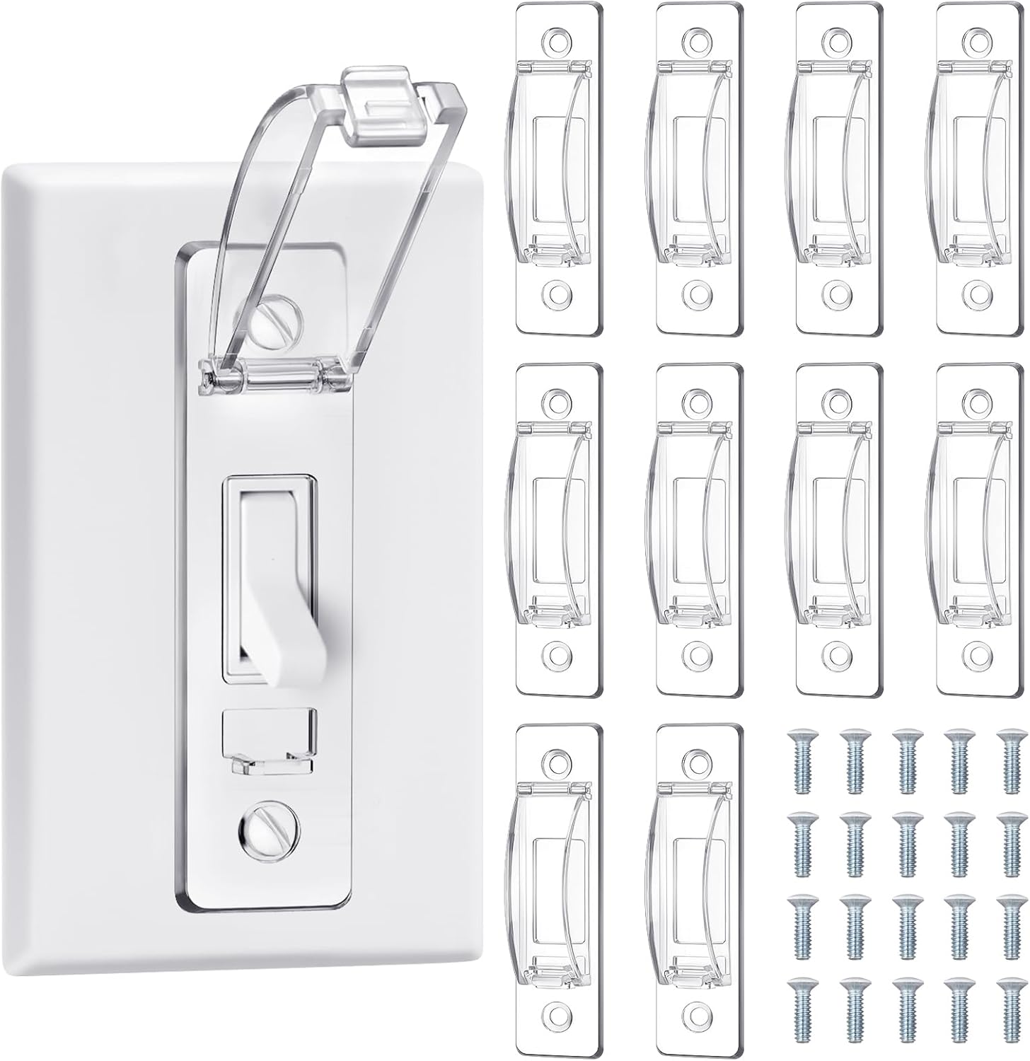 10 Pcs Light Switch Guard Cover Baby Child Proof Wall Light Switch Cover Guard for Rocker Protects Your Lights or Circuits from Being Accidentally Turned on or off by Children and Adults