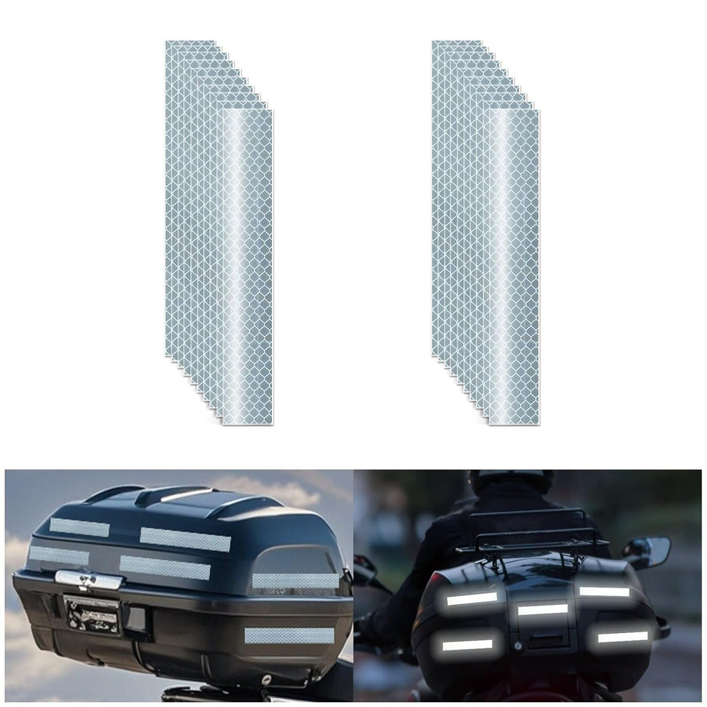 Non Fading White Reflective Stickers 1 inch X 6 inch, Outdoor Waterproof High Visibility Warning Safety Adhesive Reflector Tape (20 Pcs)