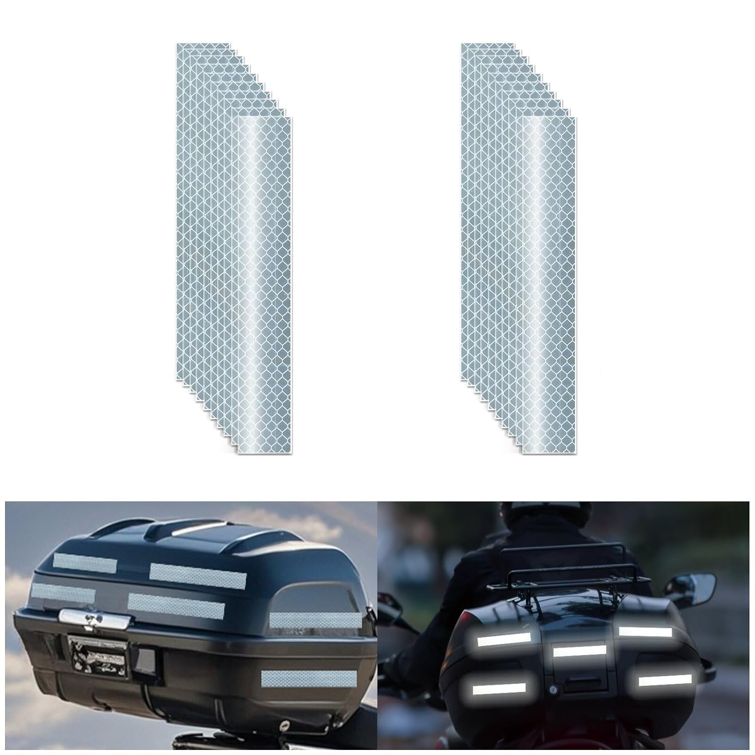 Non Fading White Reflective Stickers 1 inch X 6 inch, Outdoor Waterproof High Visibility Warning Safety Adhesive Reflector Tape (20 Pcs)