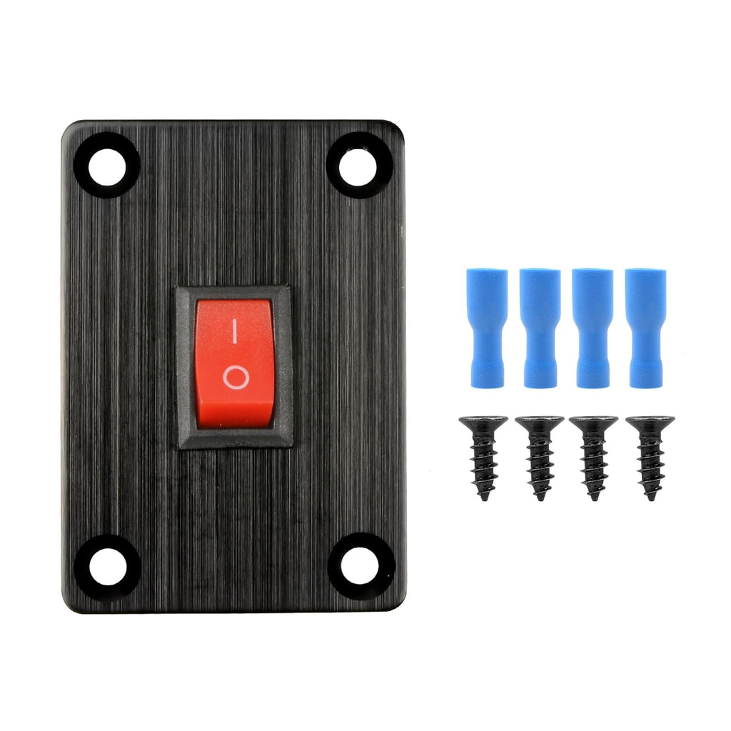 1Pcs Red KCD1 Boat Rocker Switch 2-Position 2-Pin SPST Panel Switch 6A 250VAC 10A 125VAC, with 4pcs FDFD2-187 Blue Terminals, CE