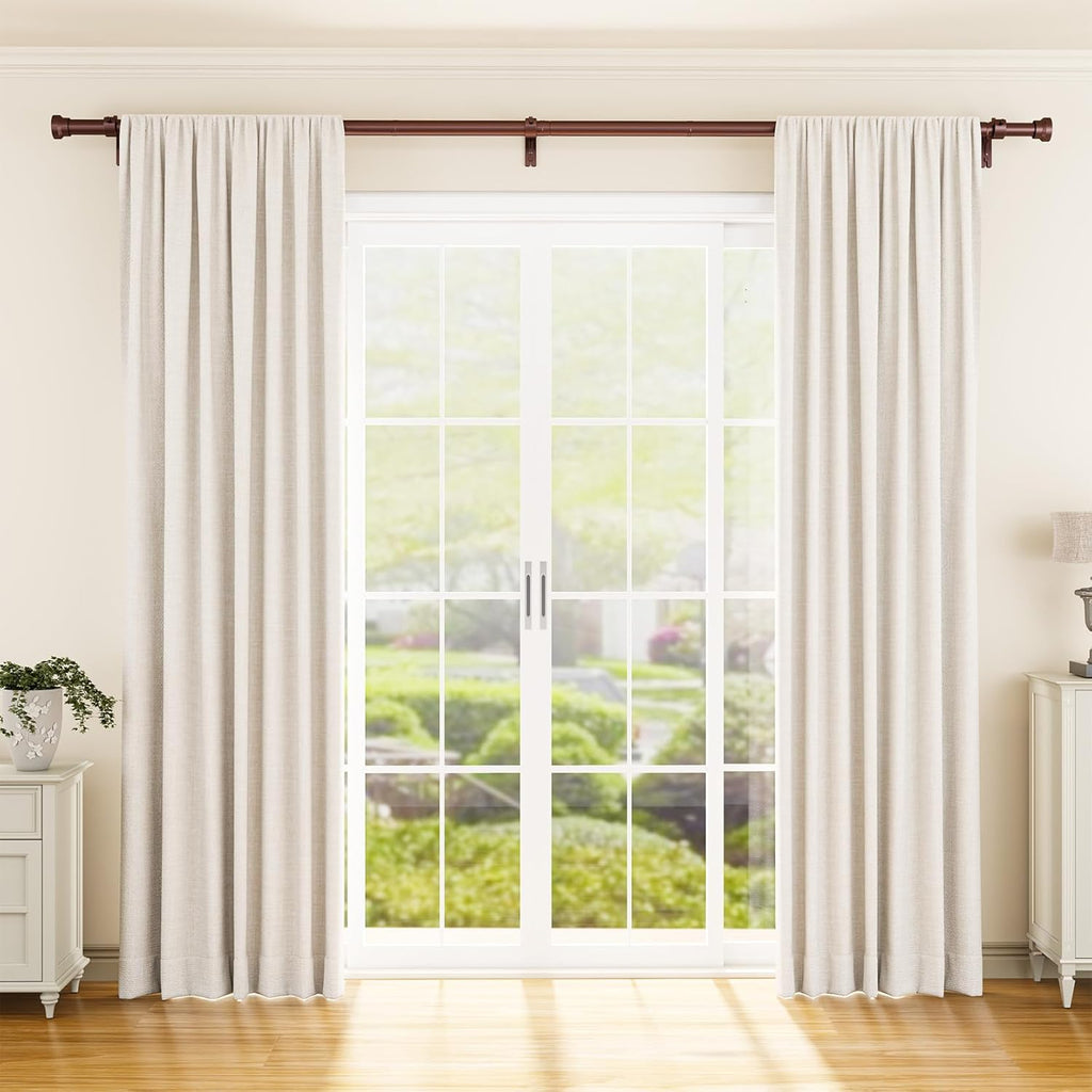Curtain Rod 32-144 Inch, Heavy Duty 1 Inch Adjustable Curtain Rods for Windows, Antique Bronze Extra Long Window Treatment Rods, Modern Design, Easy Installation