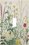Rustic Wildflower Green Plants Daisy Floral Decorative Light Switch Cover 1 Gang Single Toggle Device Electrical Faceplate Switchplates Decorator Outlet Wall Plate For Farmhouse Bed Room Decor