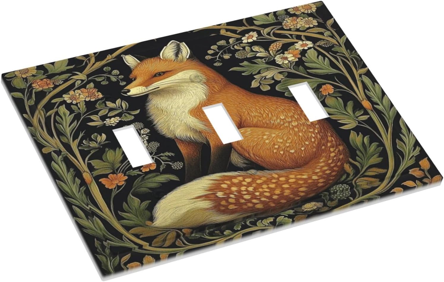 Fox Morris Plants Flowers Vine Colorful Floral Decorative Switch Plates 3 Gang Wall Plate Triple Toggle Light Switch Cover Faceplate Electrical Wall Panels For Bed Room Living Room Decor