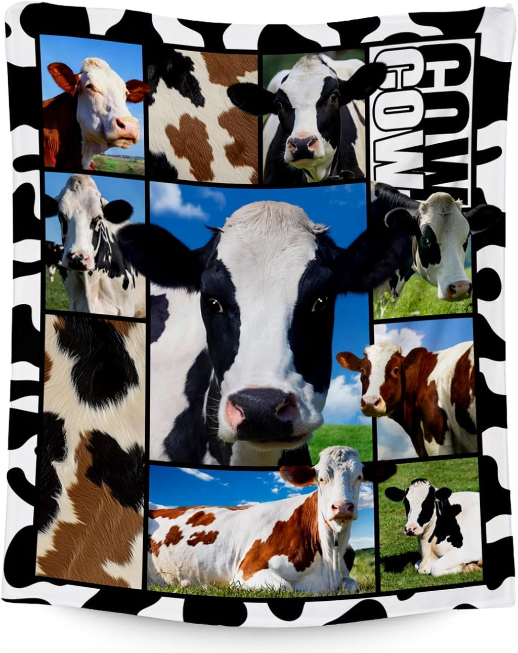 Cow Blankets and Throws, Cow Gifts for Women Girls, Soft Fluffy Fuzzy Farmhouse Blanket Country Home Decor, 30"x40" Animal Pattern Throw for Couch Sofa