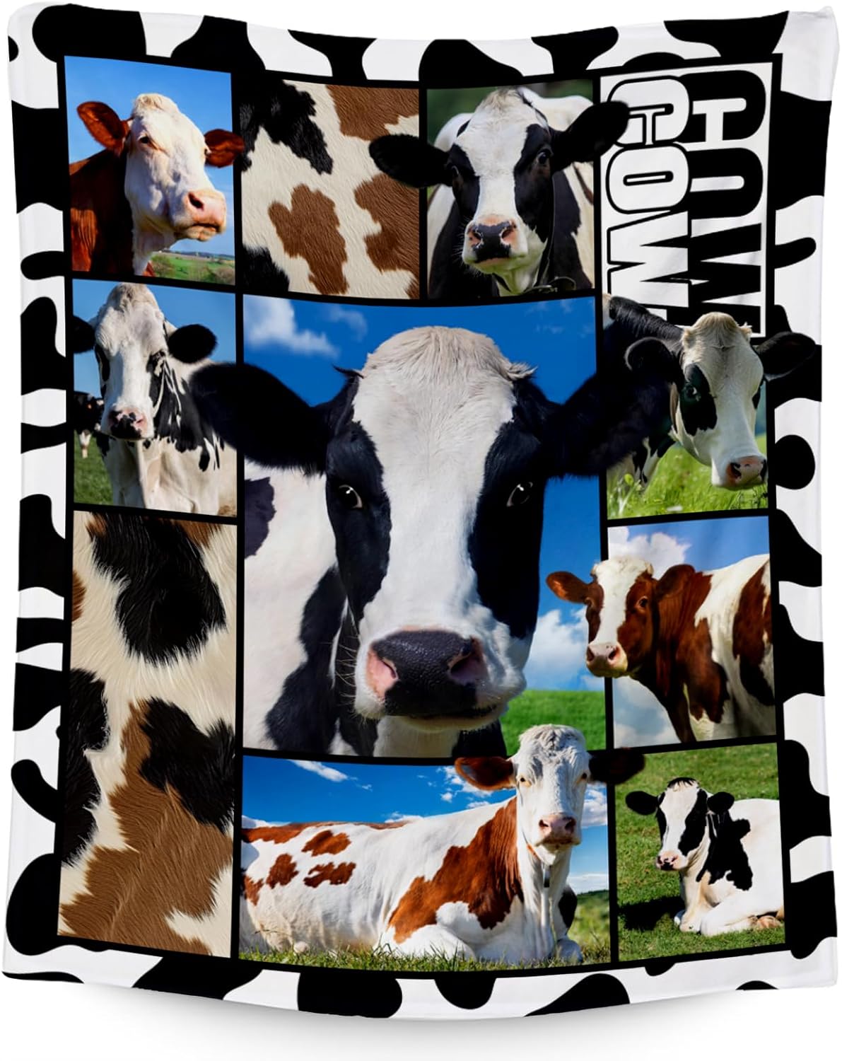 Cow Blankets and Throws, Cow Gifts for Women Girls Adults, Soft Fluffy Fuzzy Farmhouse Blanket Country Home Decor, 50"x60" Animal Pattern Throw for Couch Bed