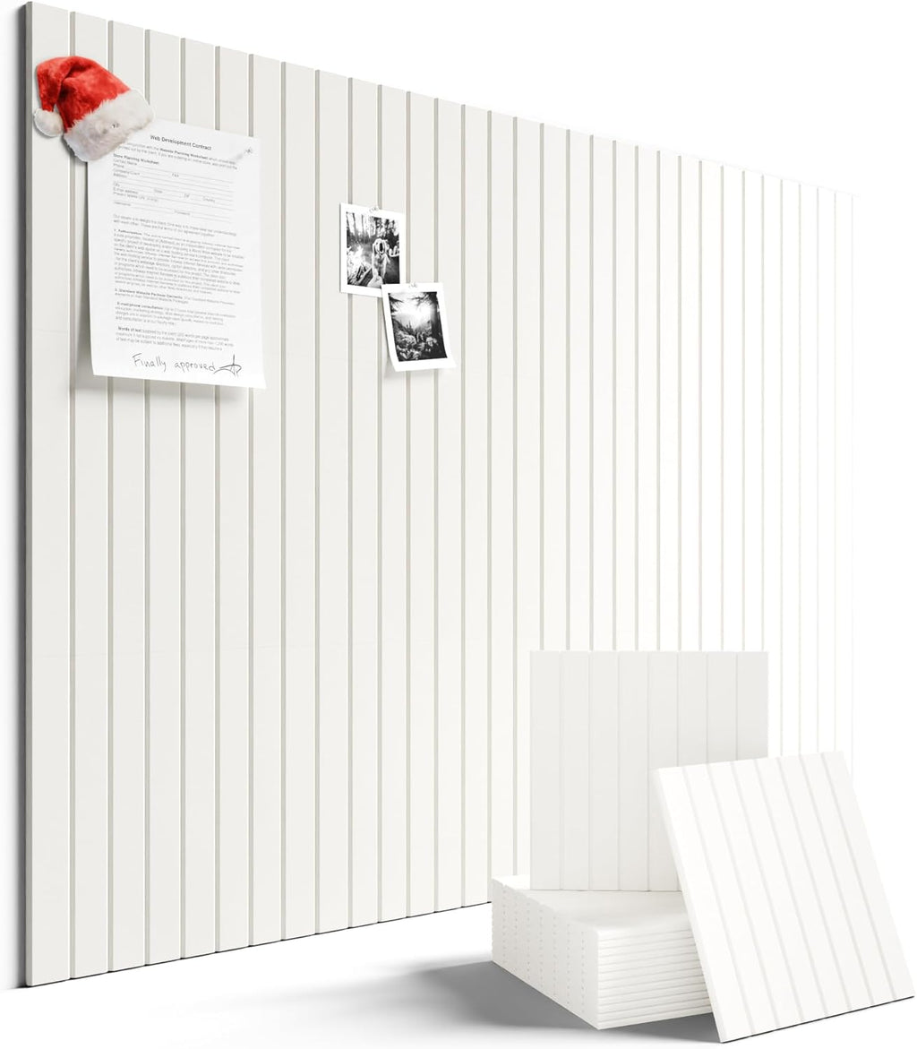 Large Felt Bulletin Board 48" x 36" Cork Board Alternative-12 Pack with 70 Safe Removable Adhesive Tabs, Cork Boards for Walls Cork Board for Home Office Classroom Pin Board (Milky White)
