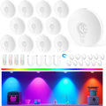Rechargeable Puck Lights with Remote, 12 Pack Magnetic Under Cabinet Lighting, 1500mAh Battery Operated LED Tap Lights with Dimmer & Timmer for Kitchen, Closet, Shelf - 3 Color Temps & 12 RGB, White