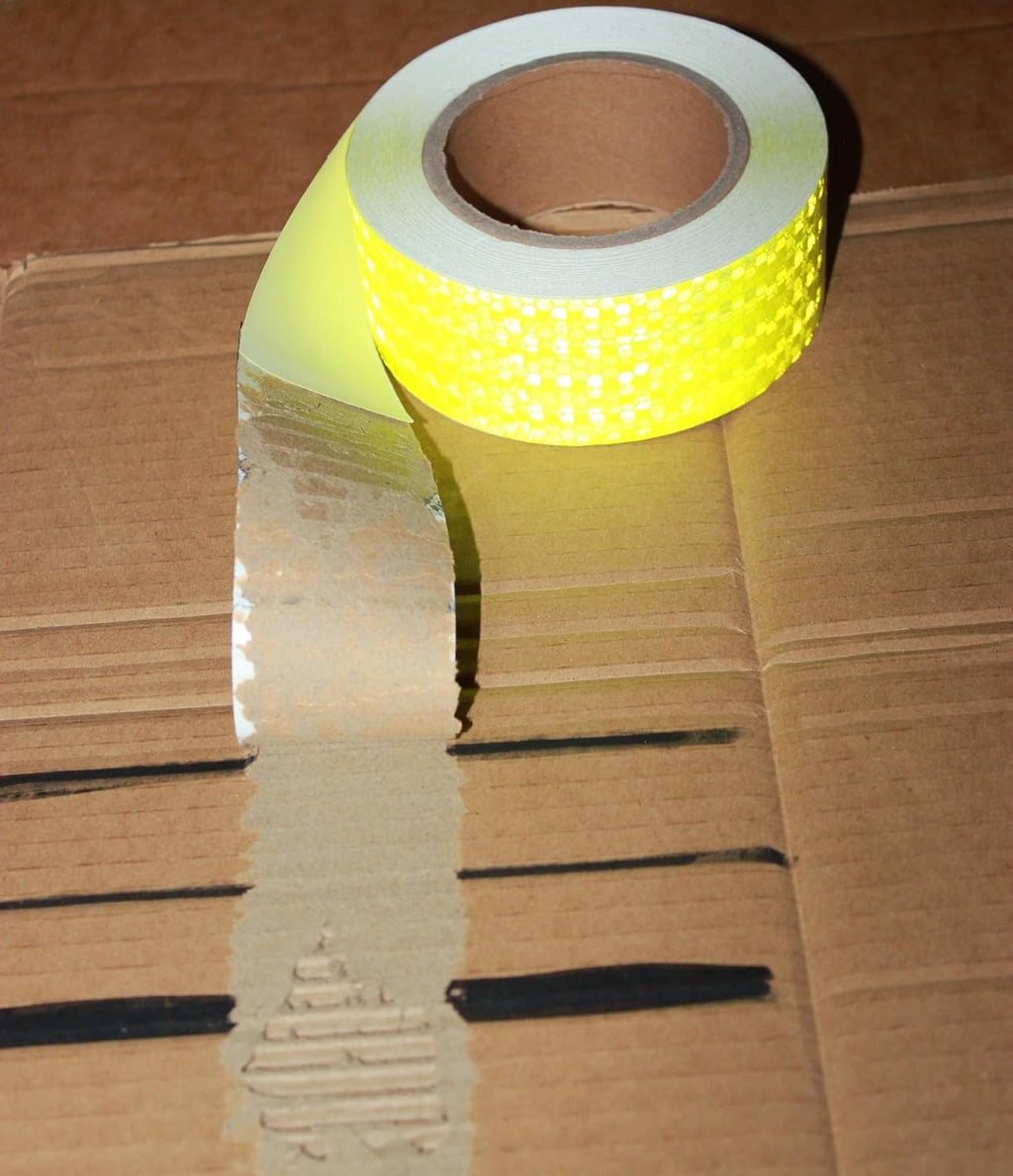 Fluorescent Yellow Reflective Tape Outdoor Waterproof 2 inch Wide, High Visibility Warning Safety Industrial Marking Tape (68 feet,5 Rolls)