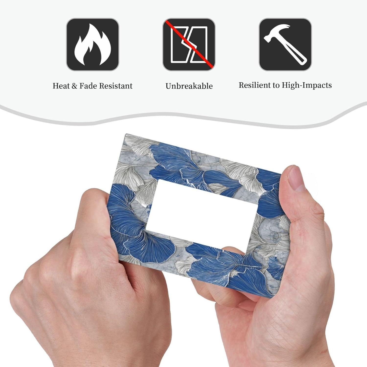 Abstract Blue Marble Plant Leaves 1 Gang Single Rocker Decorative Light Switch Covers Electrical Faceplate Switch Plates for Bathroom Kitchen Home