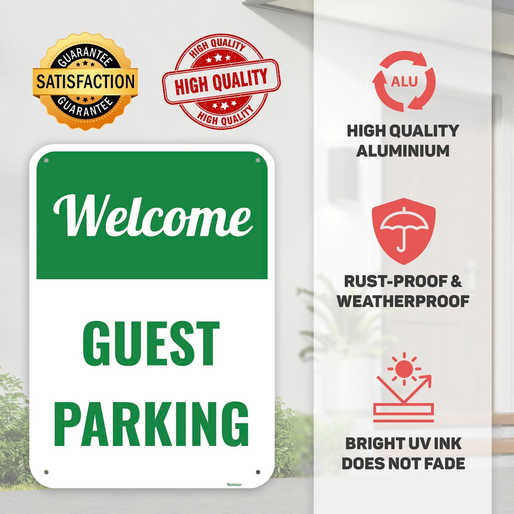 1PC Guest Parking Sign, 14 x 10 Inches - Aluminum - Visitor Customer Parking Only Signs For Business