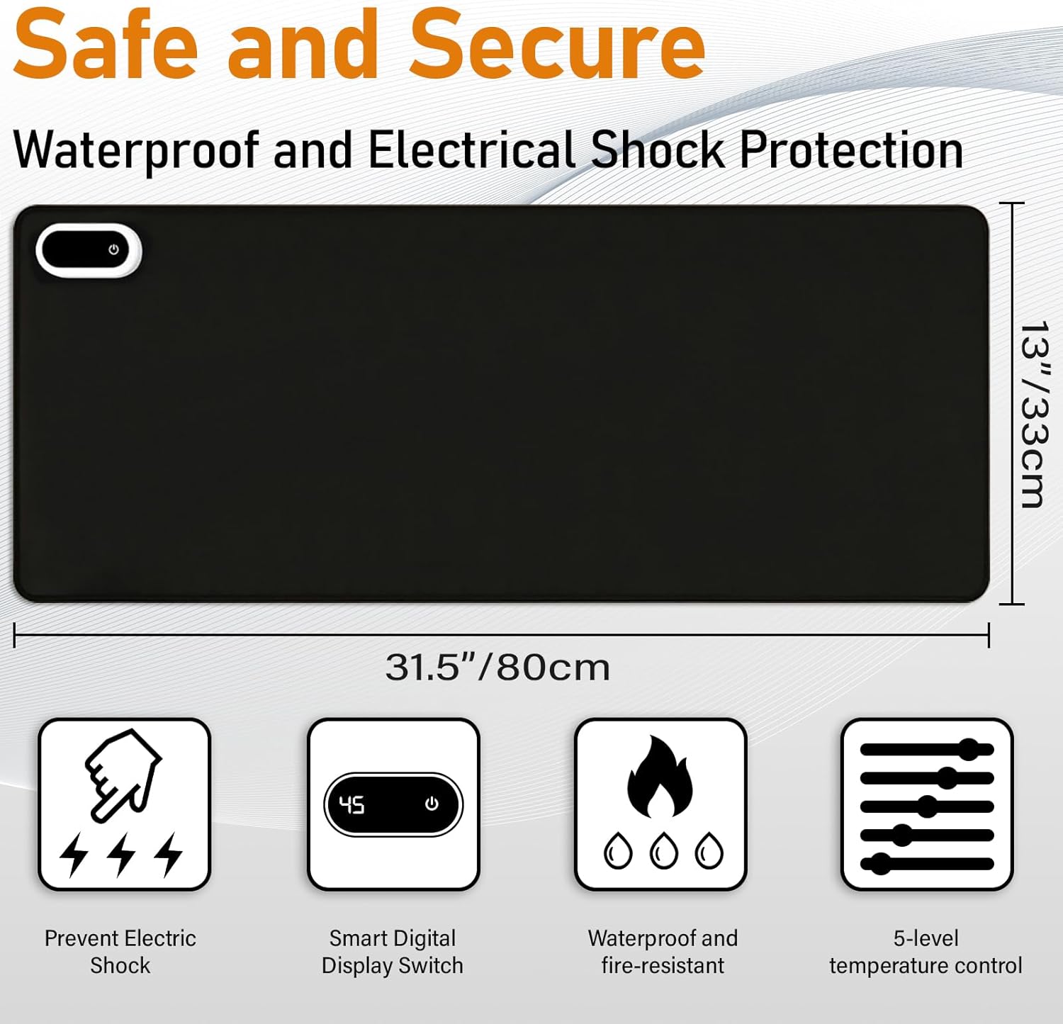 Heated Desk Pad and Mouse Pad (Large 31.5x13 Inch) - 5-Temperature Settings with 4H Auto Off, Fast Warm-Up Electric Office Mat for Home, Work & Gaming (Dark Gray)