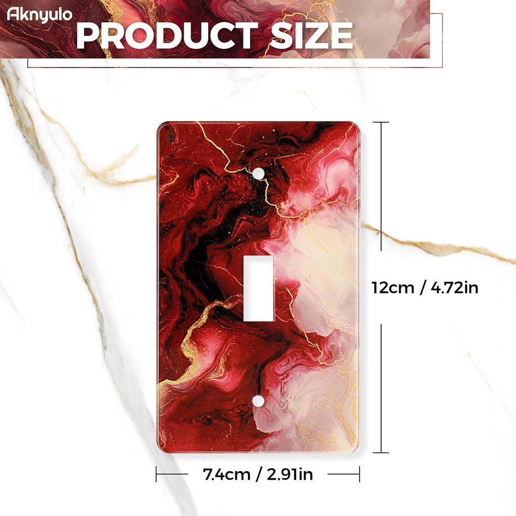 Rich Burgundy Marble Acrylic Switch Wall Plate Light Switch Plates Cover Durable Acrylic Wall Plate Decorative Single Gang Wall Plate