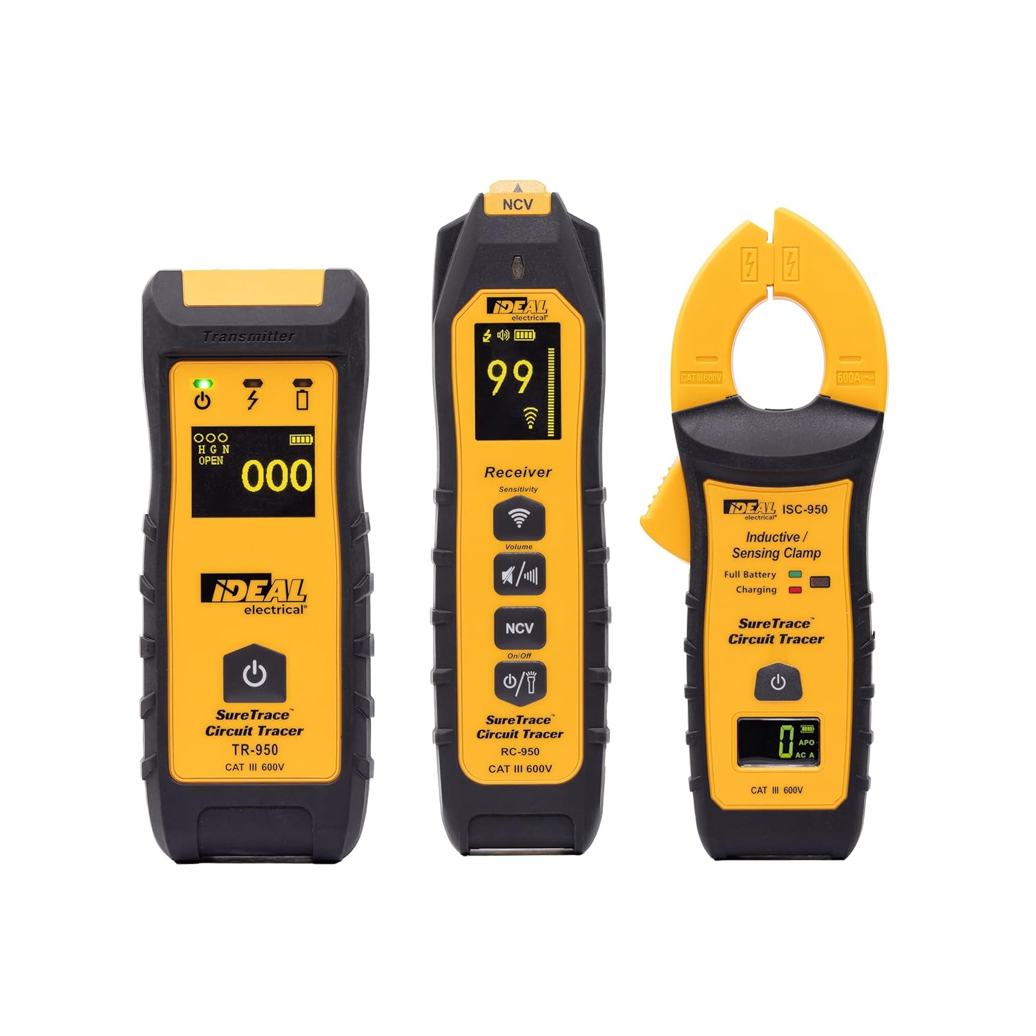 Ideal Electrical SureTrace Pro Circuit Tracer (61-950) 0-600 Volts AC/DC with Built-in Continuity Test, Amperage and Voltage Measurement, and Receptacle Testing — Find Breakers, Faults, and More