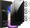 3 Pack Privacy Screen Protector for iPhone 11 6.1 Inch with 3 Pack Camera Lens Protector, Anti Spy Tempered Glass Film, Anti-Scratch, Touch Sensitive, Case Friendly